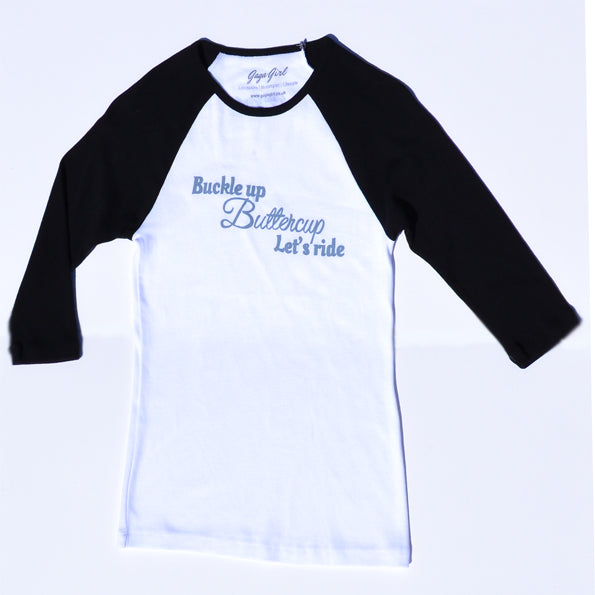 Buckle Up White 3/4 Raglan